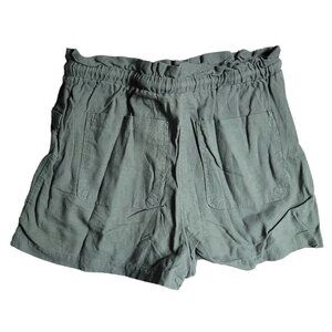 Universal Threads Green Linen Shorts High Waisted Womens‎ Size Medium Adjustable